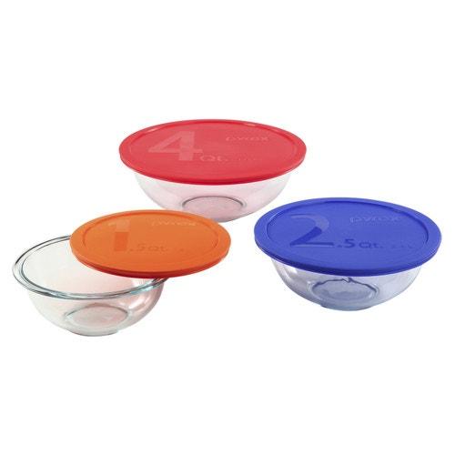 Pyrex Smart Essentials Covered Glass Pyrex Bowl Set (6-Piece