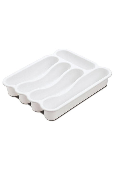 Sterilite 5-Compartment Plastic Cutlery Tray, White
